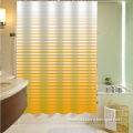 Heavy-Duty Yellow gradient yellow stripe 100%polyester shower curtain with 12 hooks